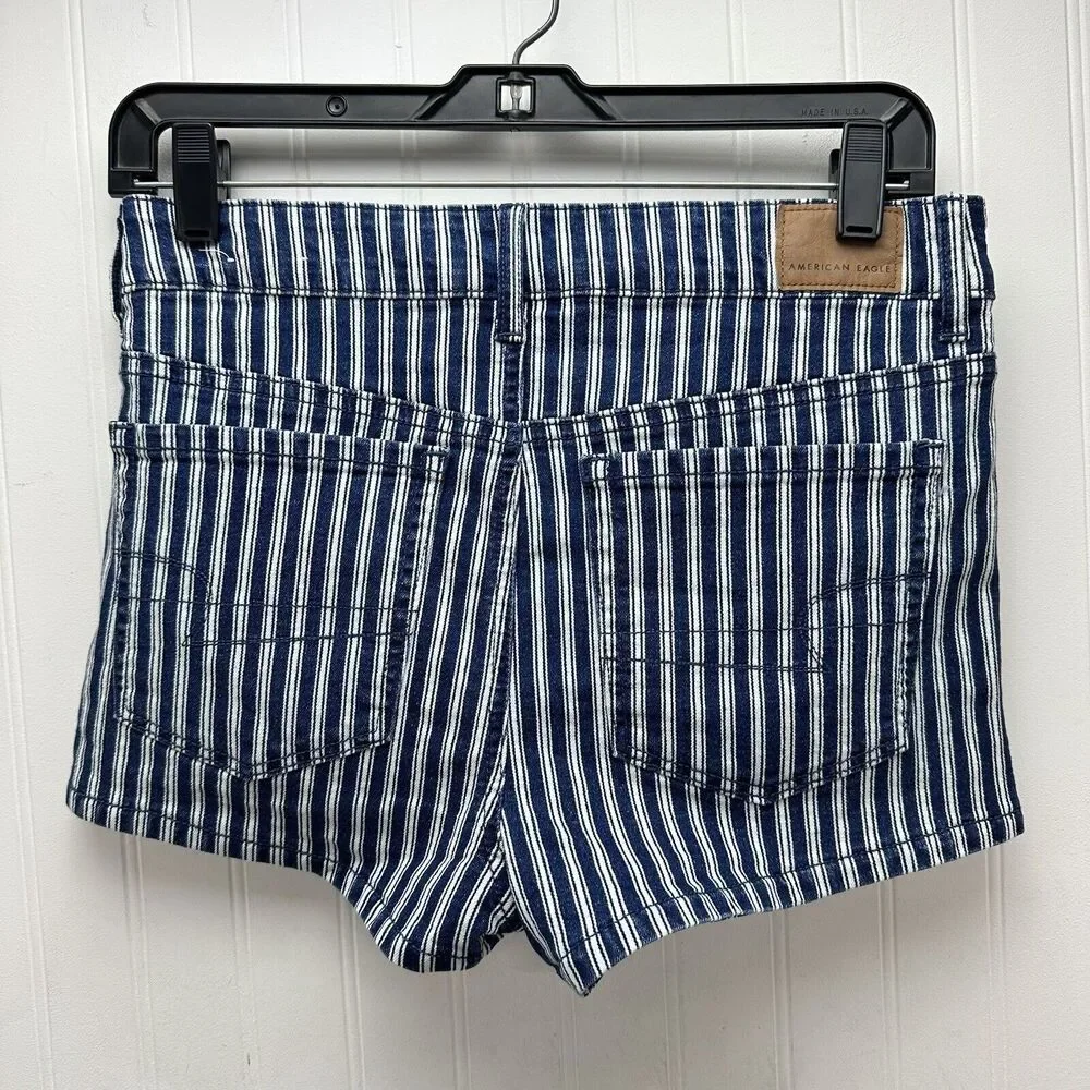 American Eagle Shorts Hi-Rise Shortie 6 Next Level Stretch Denim Jean Striped